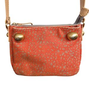 Pilcro Orange Tan Leopard Print Crossbody Shoulder Bag Women Small Zip Pouch